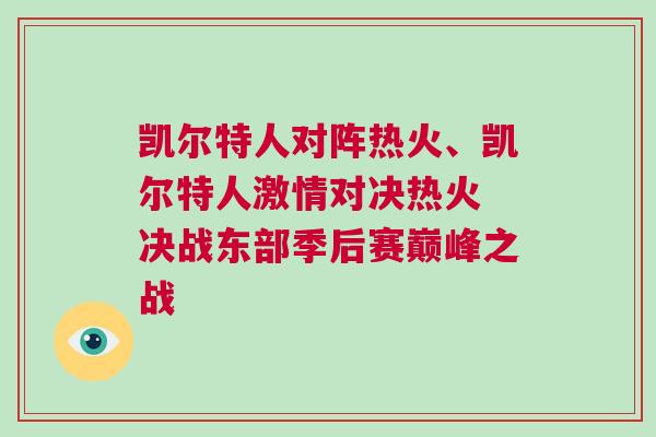 凱爾特人對陣熱火、凱爾特人激情對決熱火 決戰東部季后賽巔峰之戰