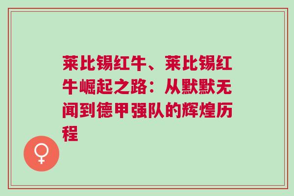 萊比錫紅牛、萊比錫紅牛崛起之路：從默默無聞到德甲強隊的輝煌歷程
