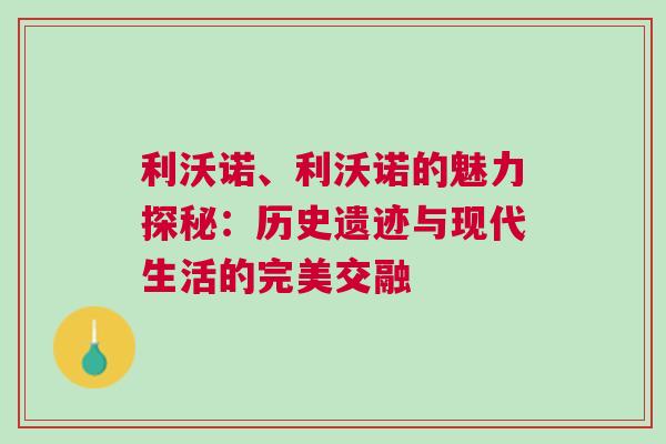 利沃諾、利沃諾的魅力探秘：歷史遺跡與現代生活的完美交融