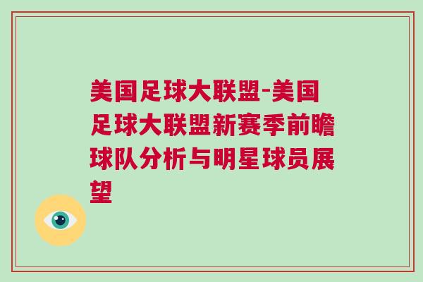 美國足球大聯(lián)盟-美國足球大聯(lián)盟新賽季前瞻球隊分析與明星球員展望