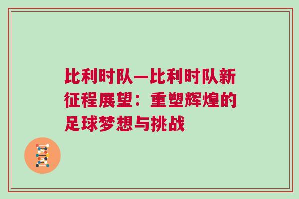 比利時隊—比利時隊新征程展望：重塑輝煌的足球夢想與挑戰