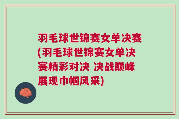 羽毛球世錦賽女單決賽(羽毛球世錦賽女單決賽精彩對決 決戰(zhàn)巔峰展現(xiàn)巾幗風采)