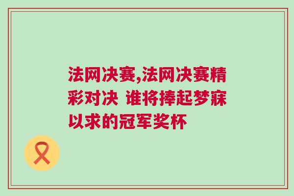 法網決賽,法網決賽精彩對決 誰將捧起夢寐以求的冠軍獎杯