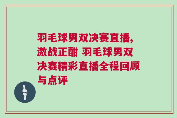 羽毛球男雙決賽直播,激戰(zhàn)正酣 羽毛球男雙決賽精彩直播全程回顧與點評