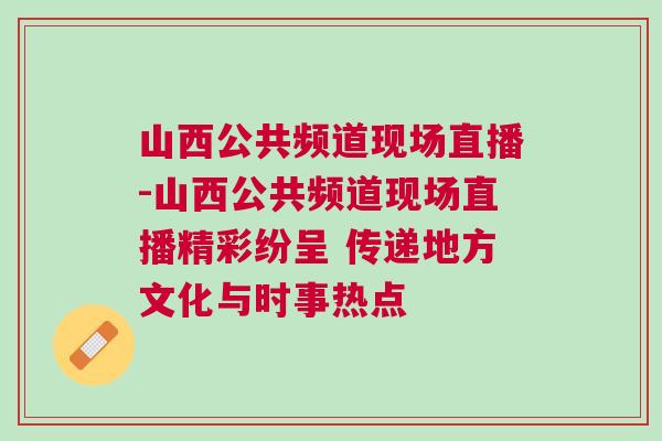 山西公共頻道現(xiàn)場(chǎng)直播-山西公共頻道現(xiàn)場(chǎng)直播精彩紛呈 傳遞地方文化與時(shí)事熱點(diǎn)