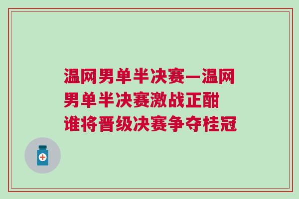 溫網(wǎng)男單半決賽—溫網(wǎng)男單半決賽激戰(zhàn)正酣 誰將晉級決賽爭奪桂冠